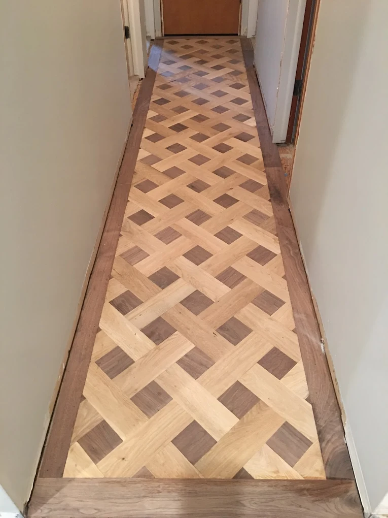 Basket weave hardwood flooring pattern