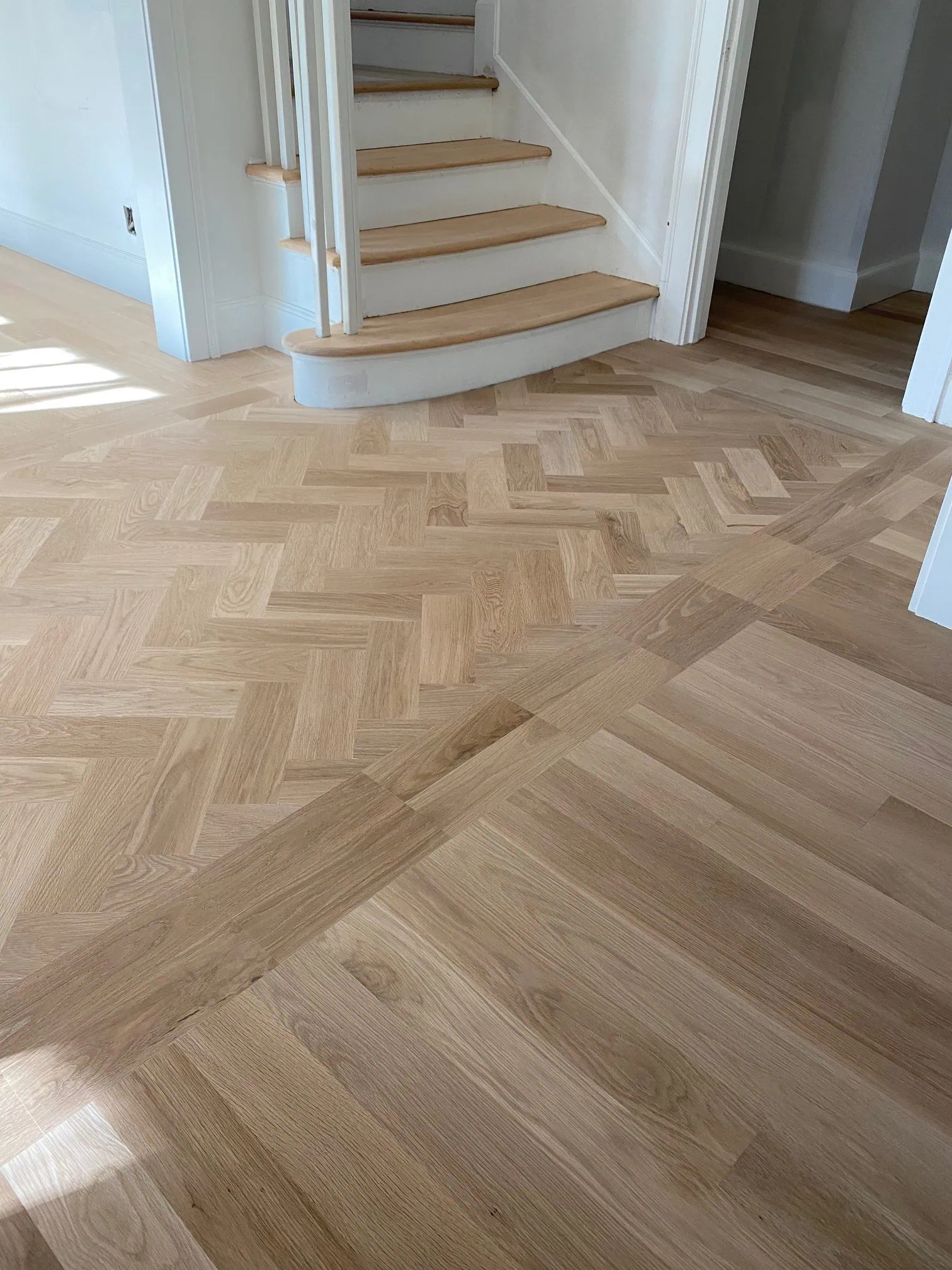 Herringbone hardwood pattern